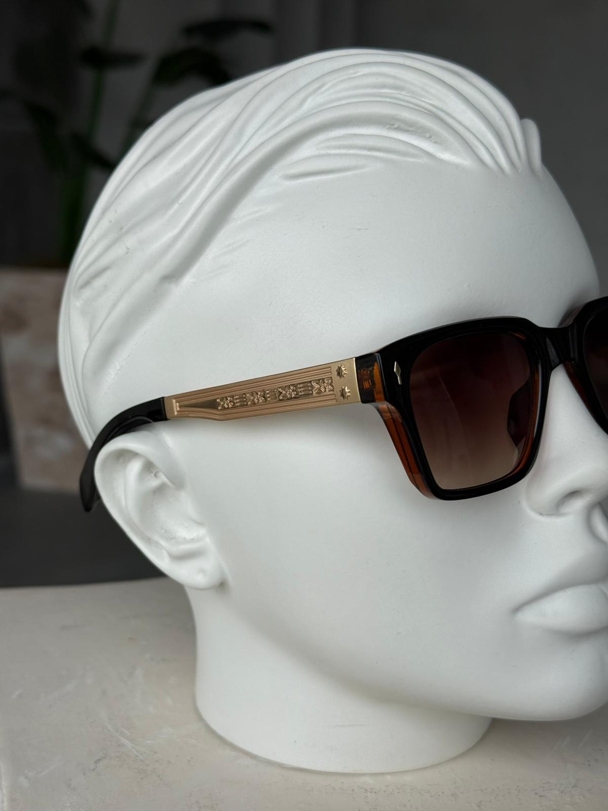 Brown Gradient Lens Steel Frame Sunglasses