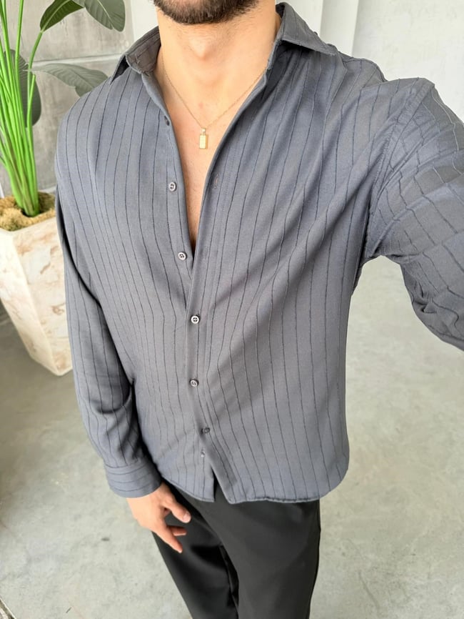 Prestige Striped Shirt – Gri | GML.014