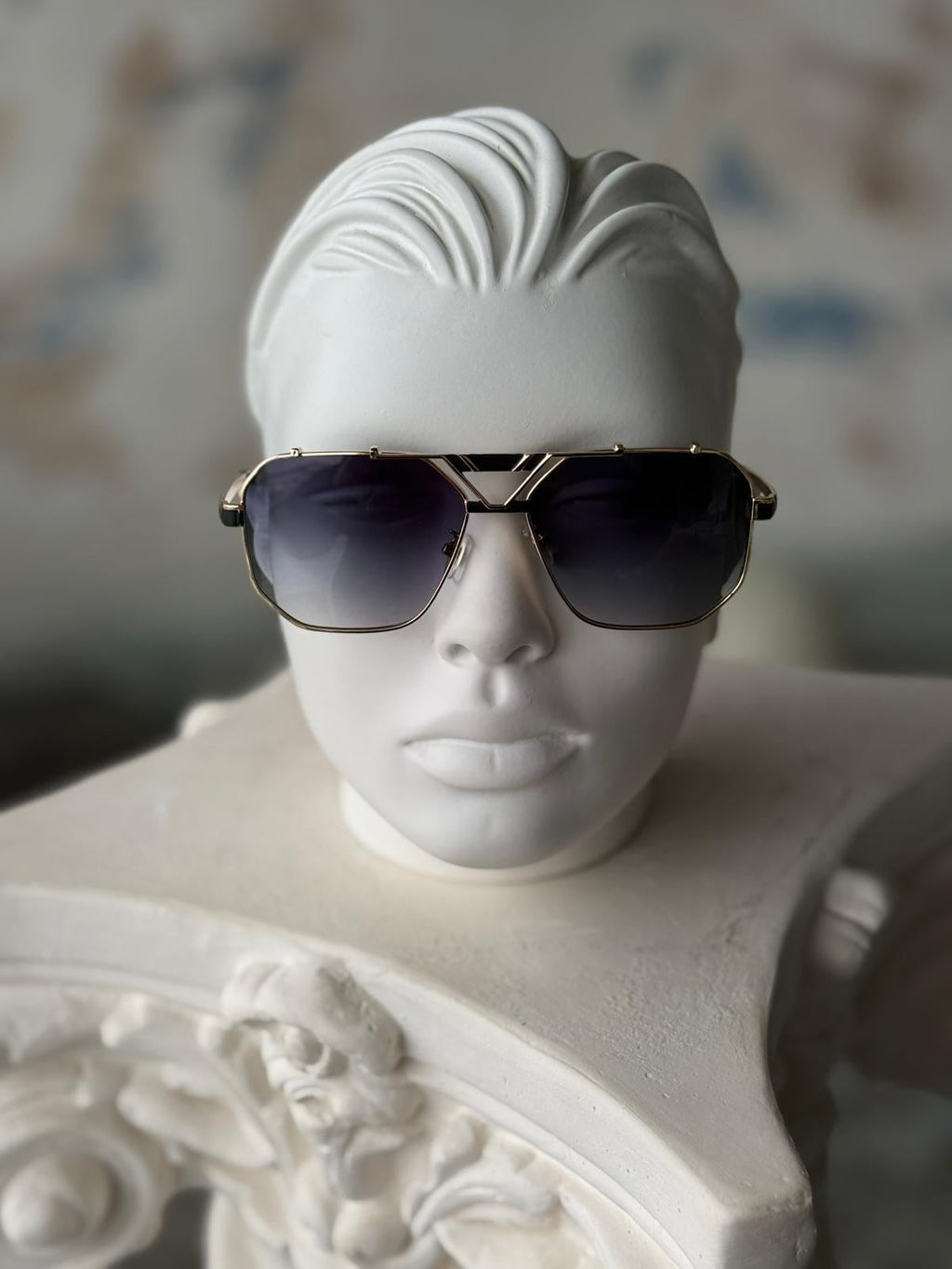 Gradient Lens Gold Steel Frame Sunglasses