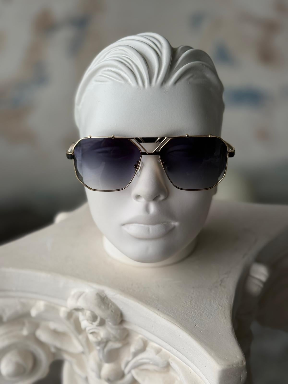 Gradient Lens Gold Steel Frame Sunglasses