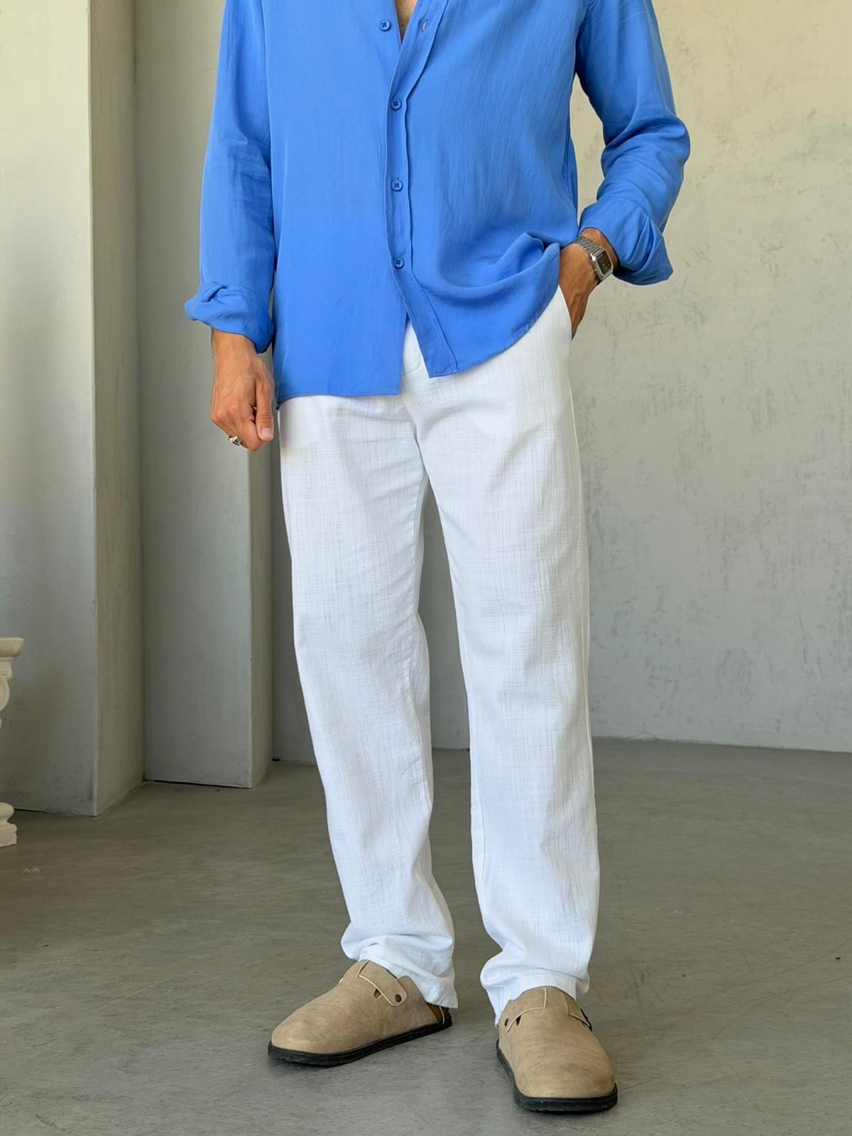 Linen Trousers - White