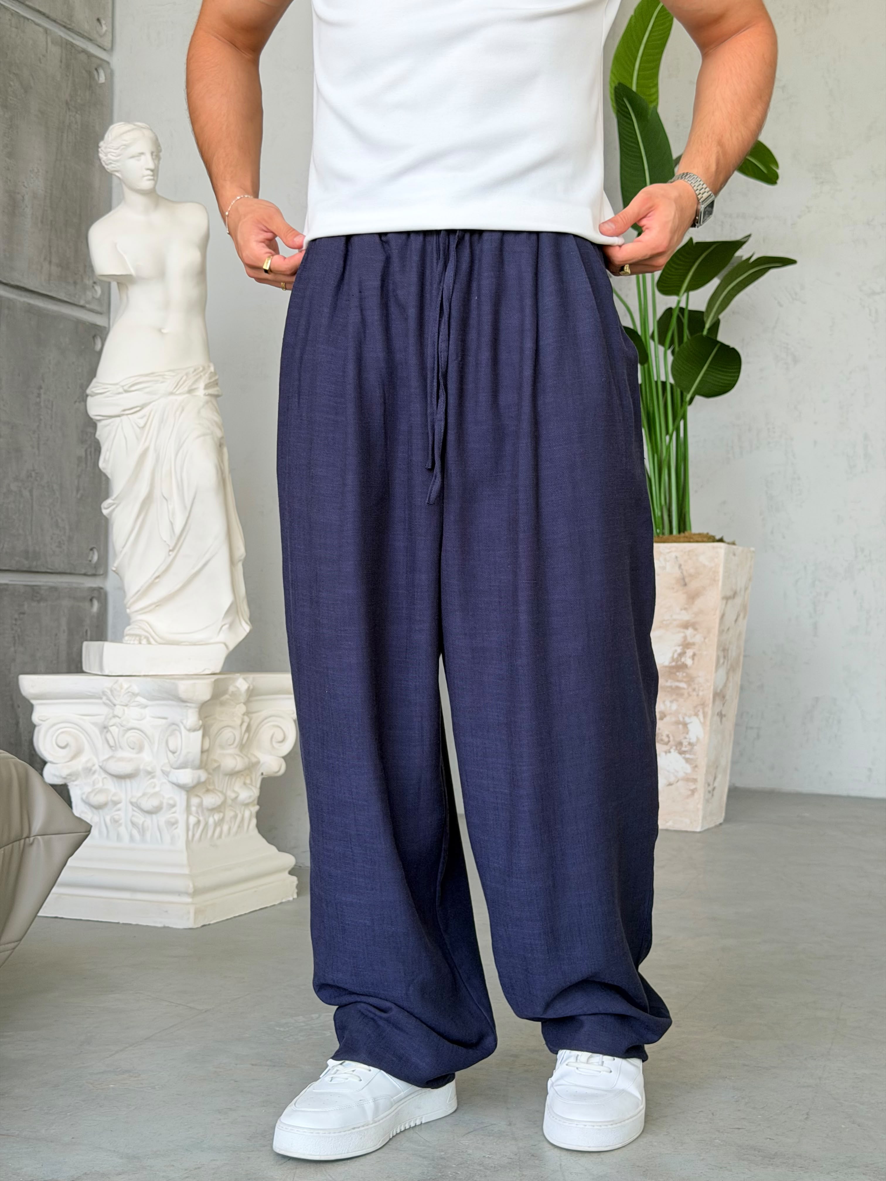 Linen Pleated Baggy Pants