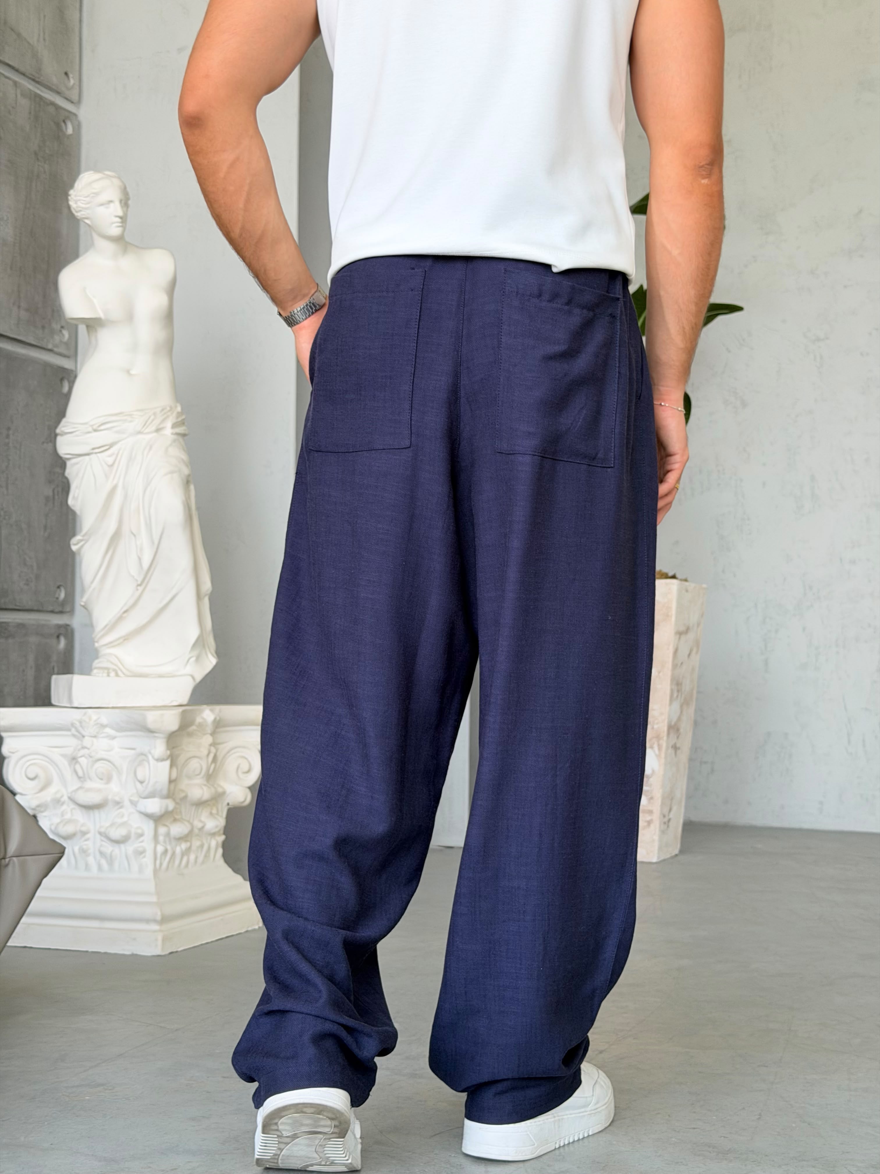 Linen Pleated Baggy Pants