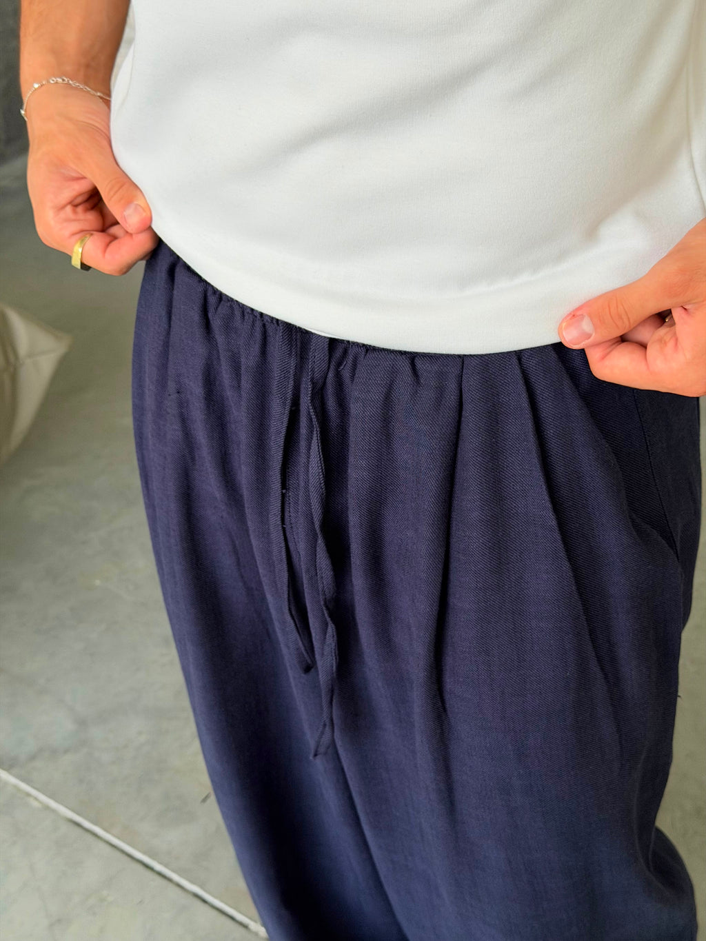 Linen Pleated Baggy Pants