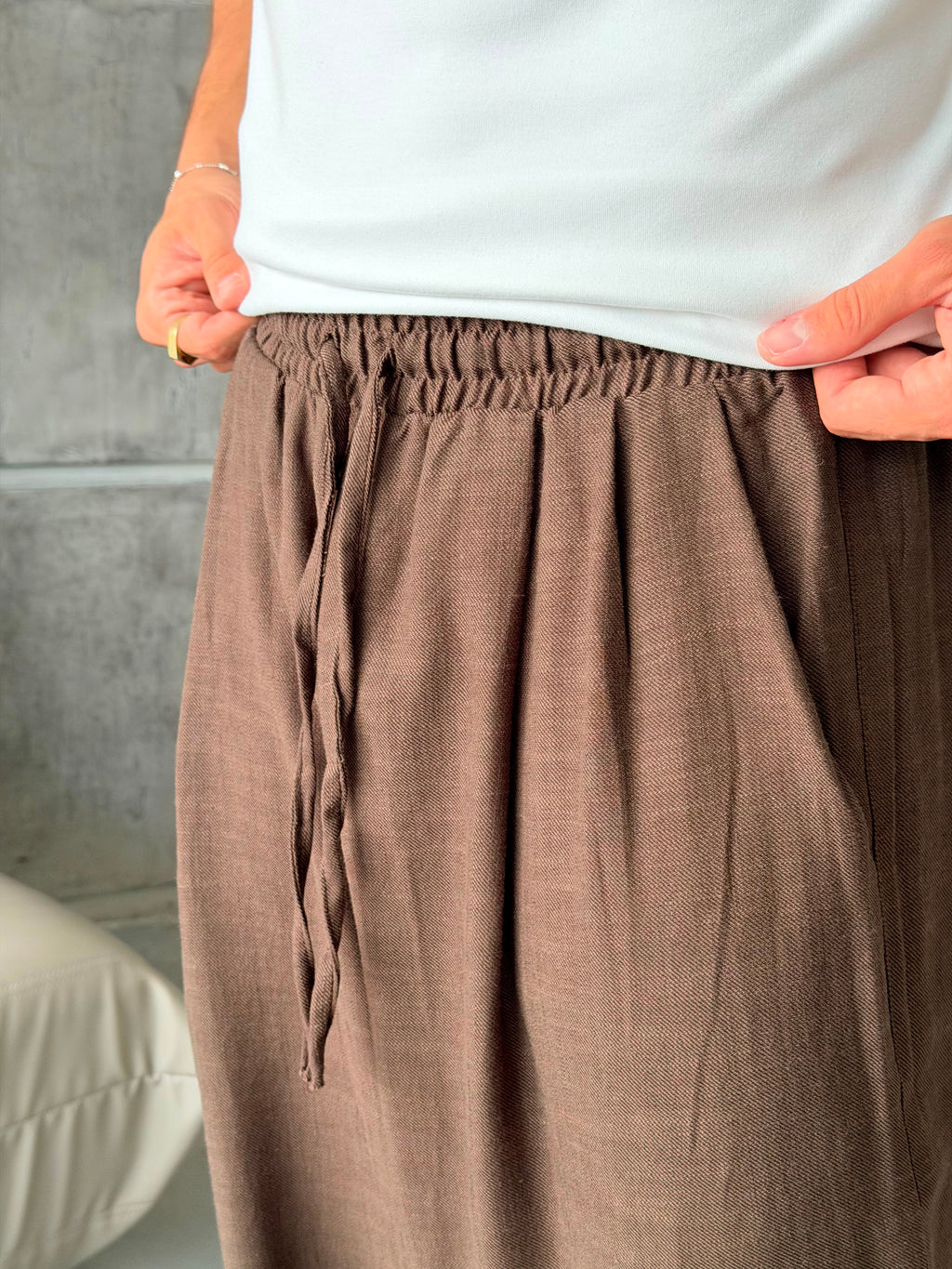 Linen Pleated Baggy Pants
