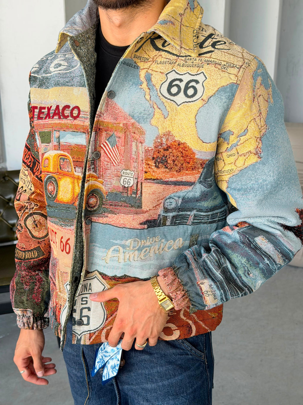 Road Trip Pattern Premium Lined Jacket