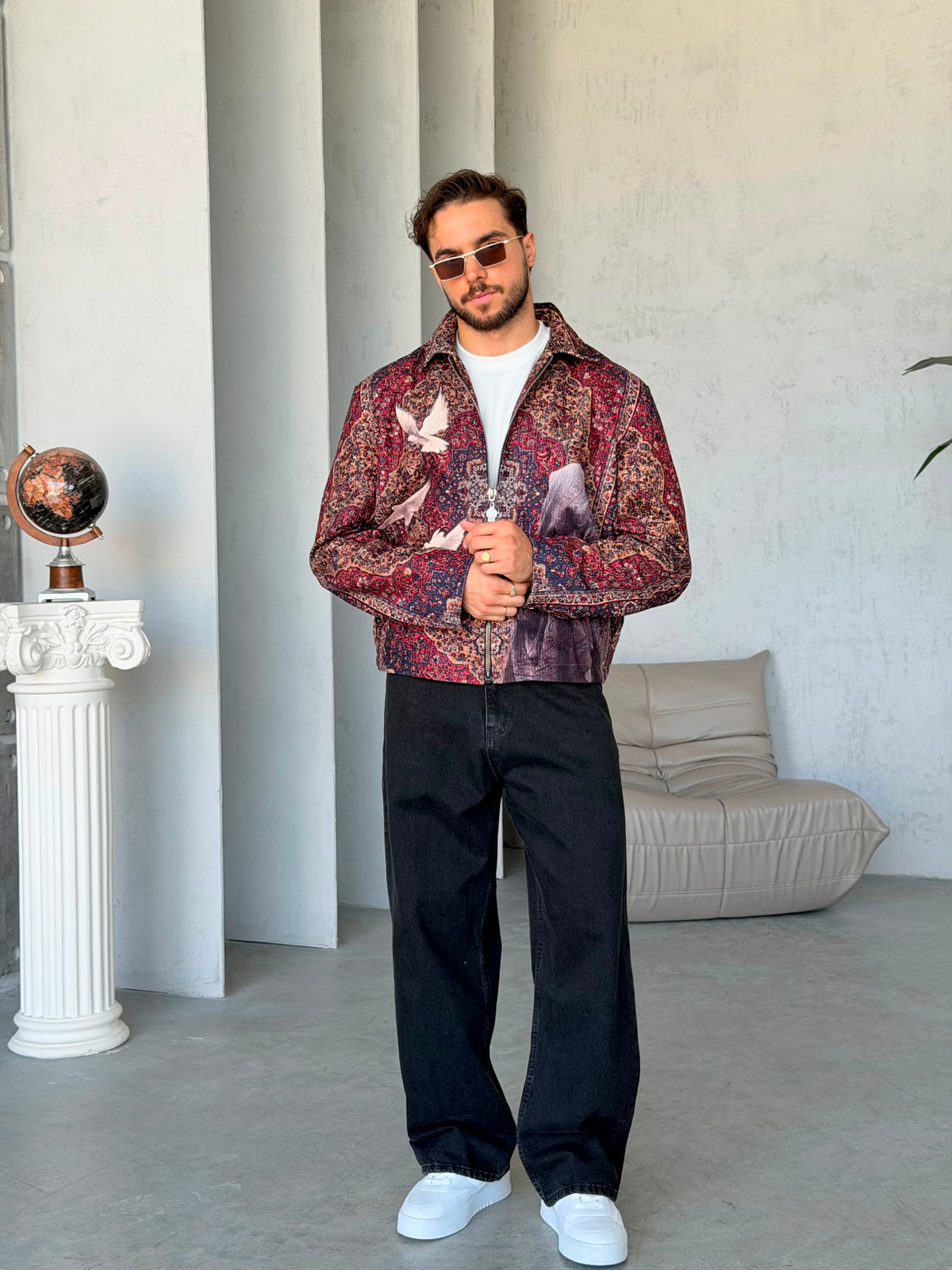 PIGEON BORDO Premium Printed Zip Jacket