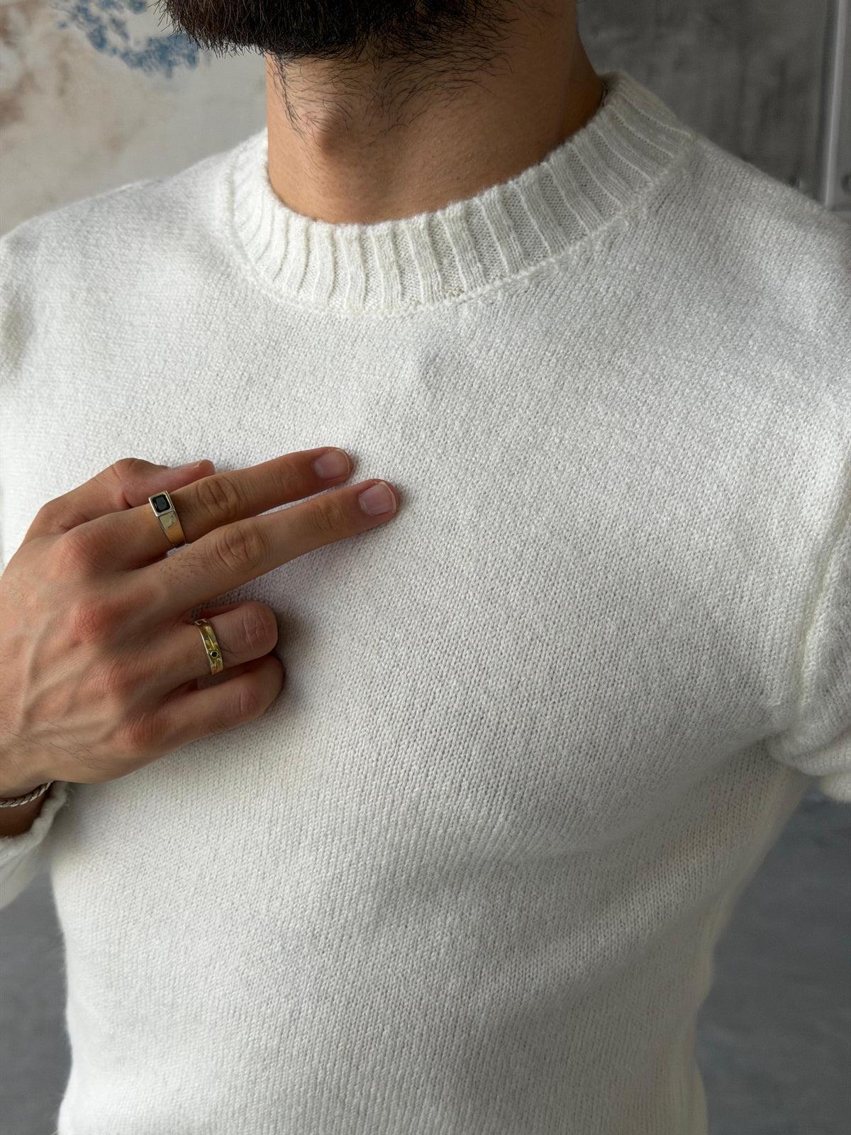 Soft Touch Crew Neck Knitwear - WHITE