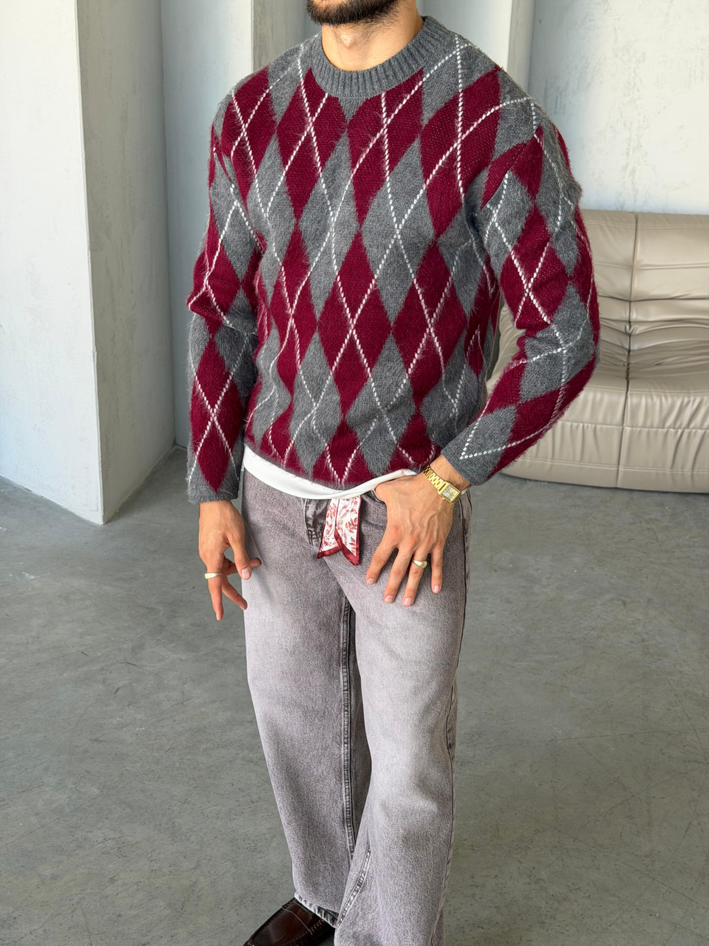Baklava Knit – Bordo Grey