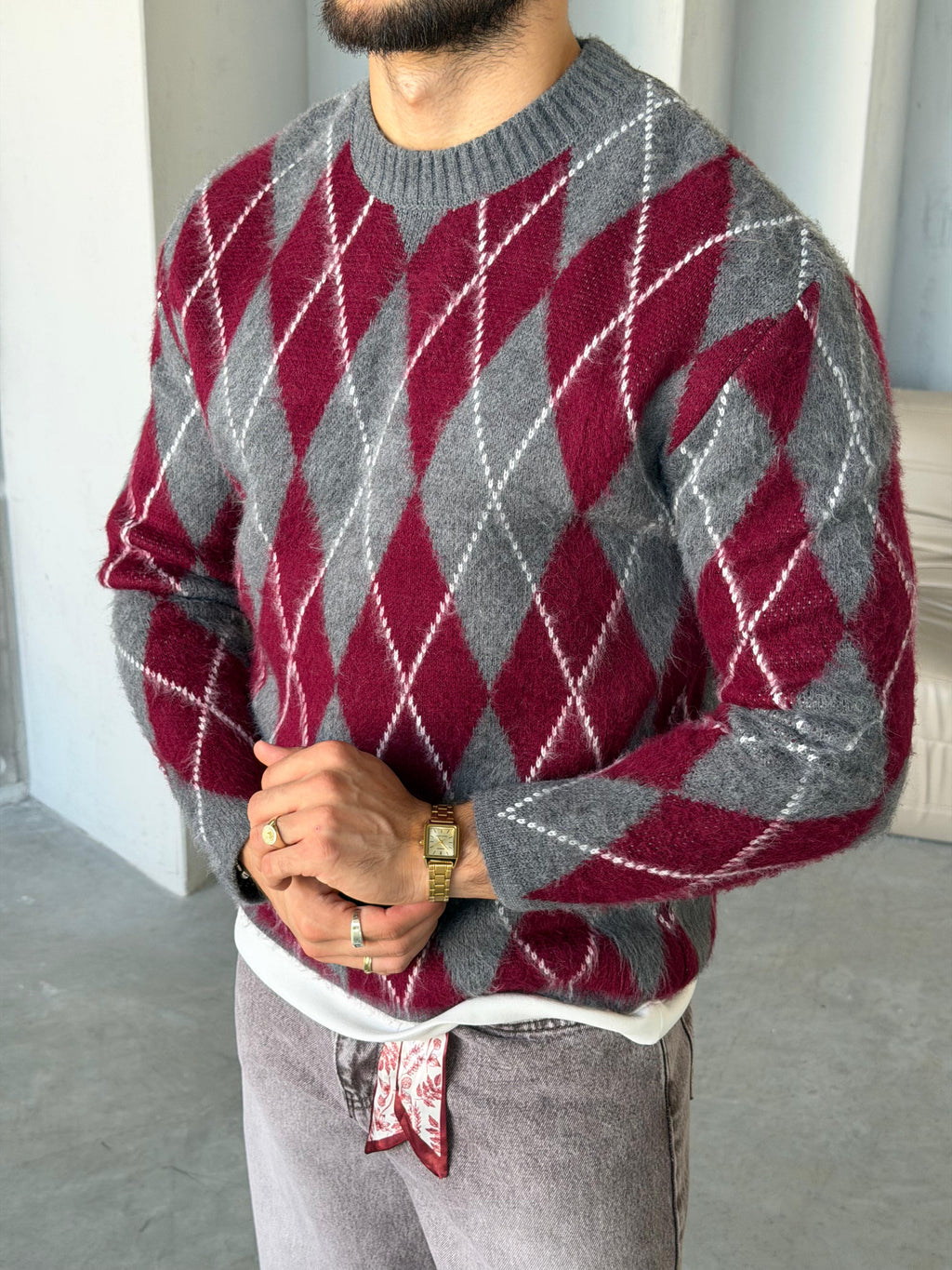 Baklava Knit – Bordo Grey