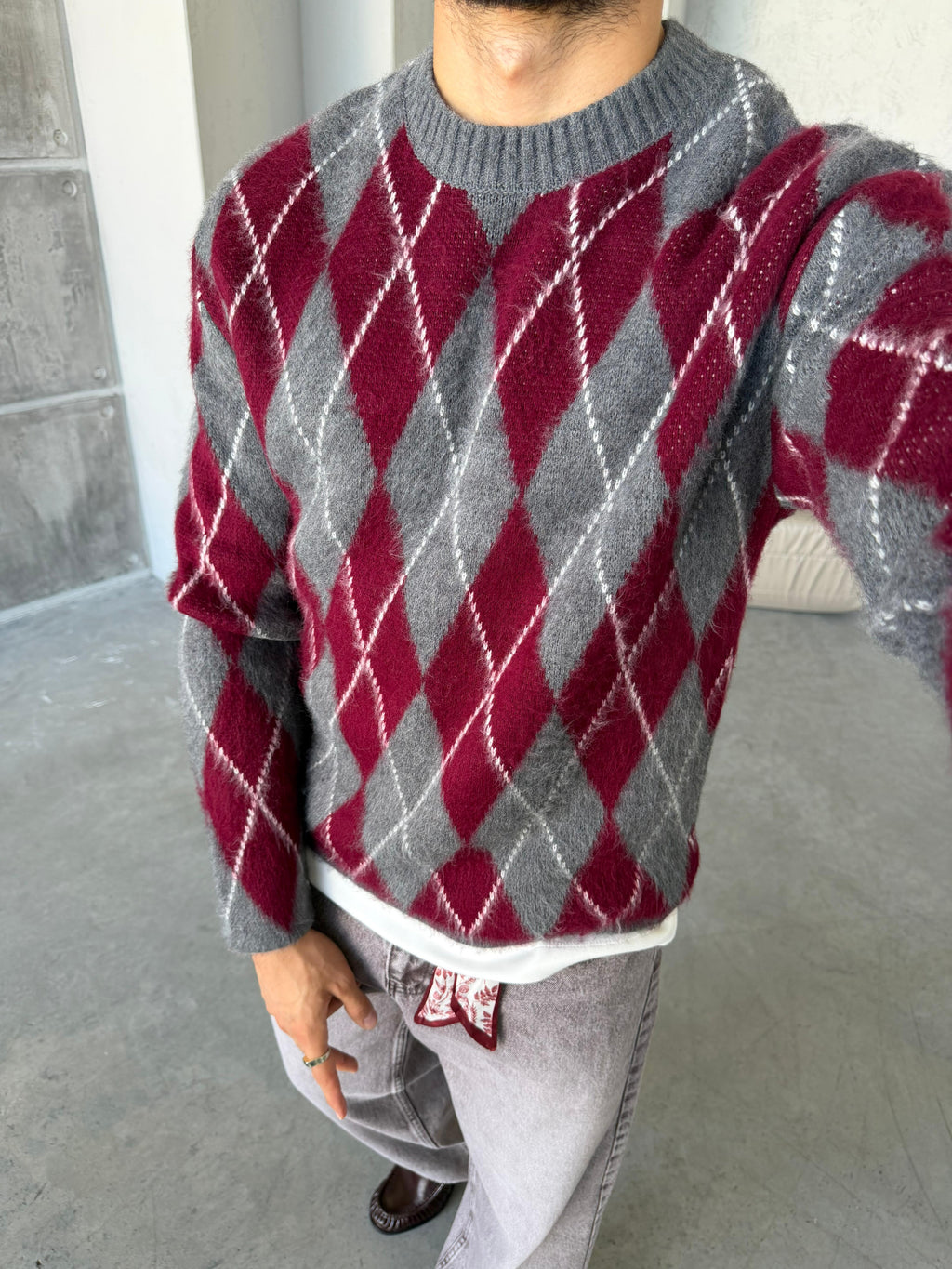 Baklava Knit – Bordo Grey