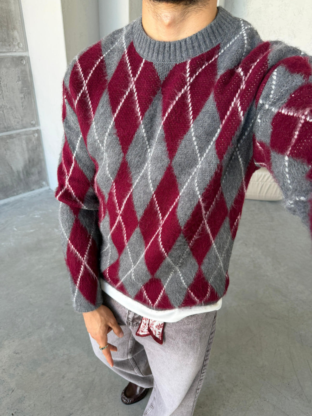 Baklava Knit – Bordo Grey