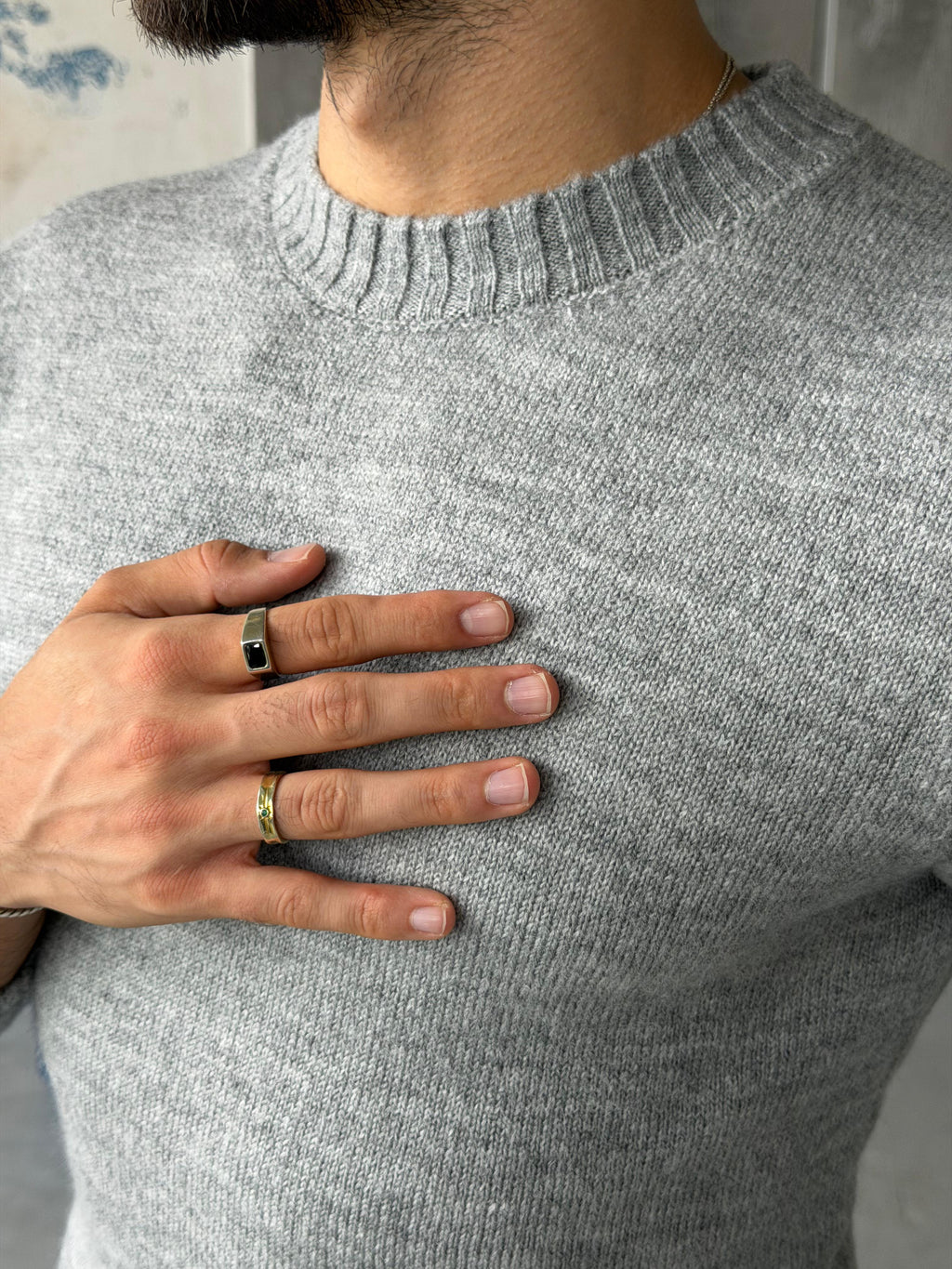 Soft Touch Crew Neck Knitwear - GRI