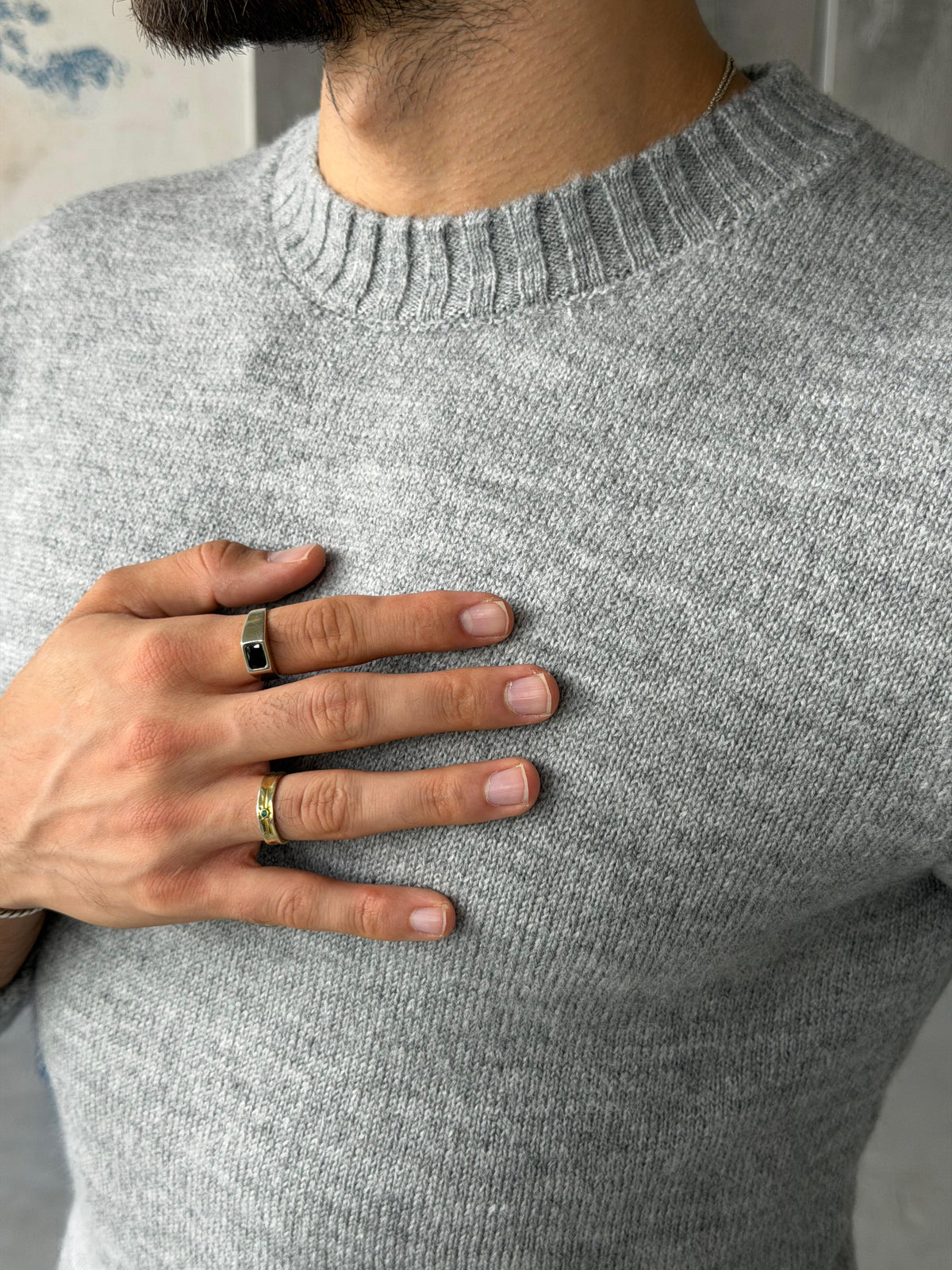 Soft Touch Crew Neck Knitwear - GRI