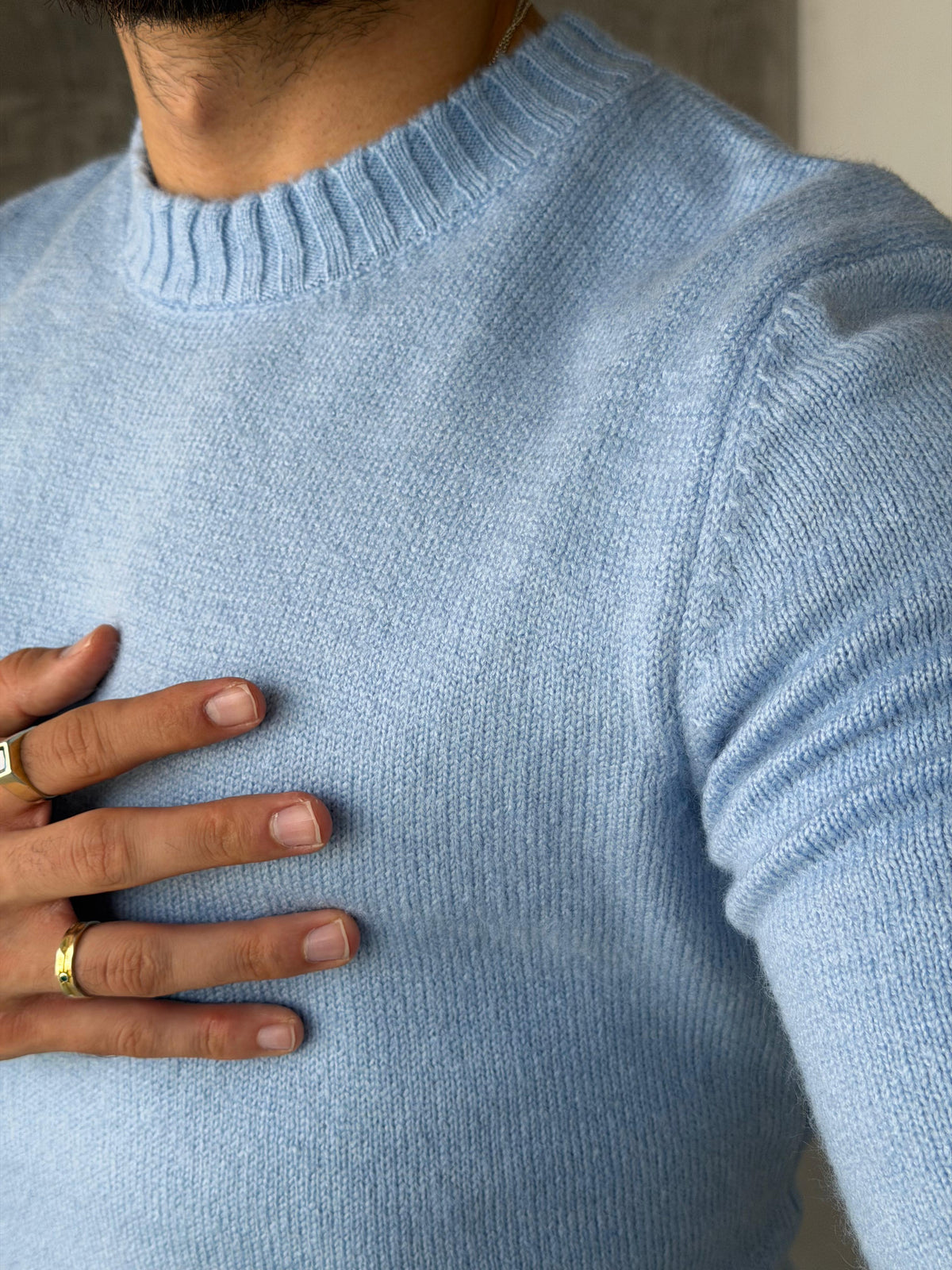 Soft Touch Crew Neck Knitwear - BABY BLUE