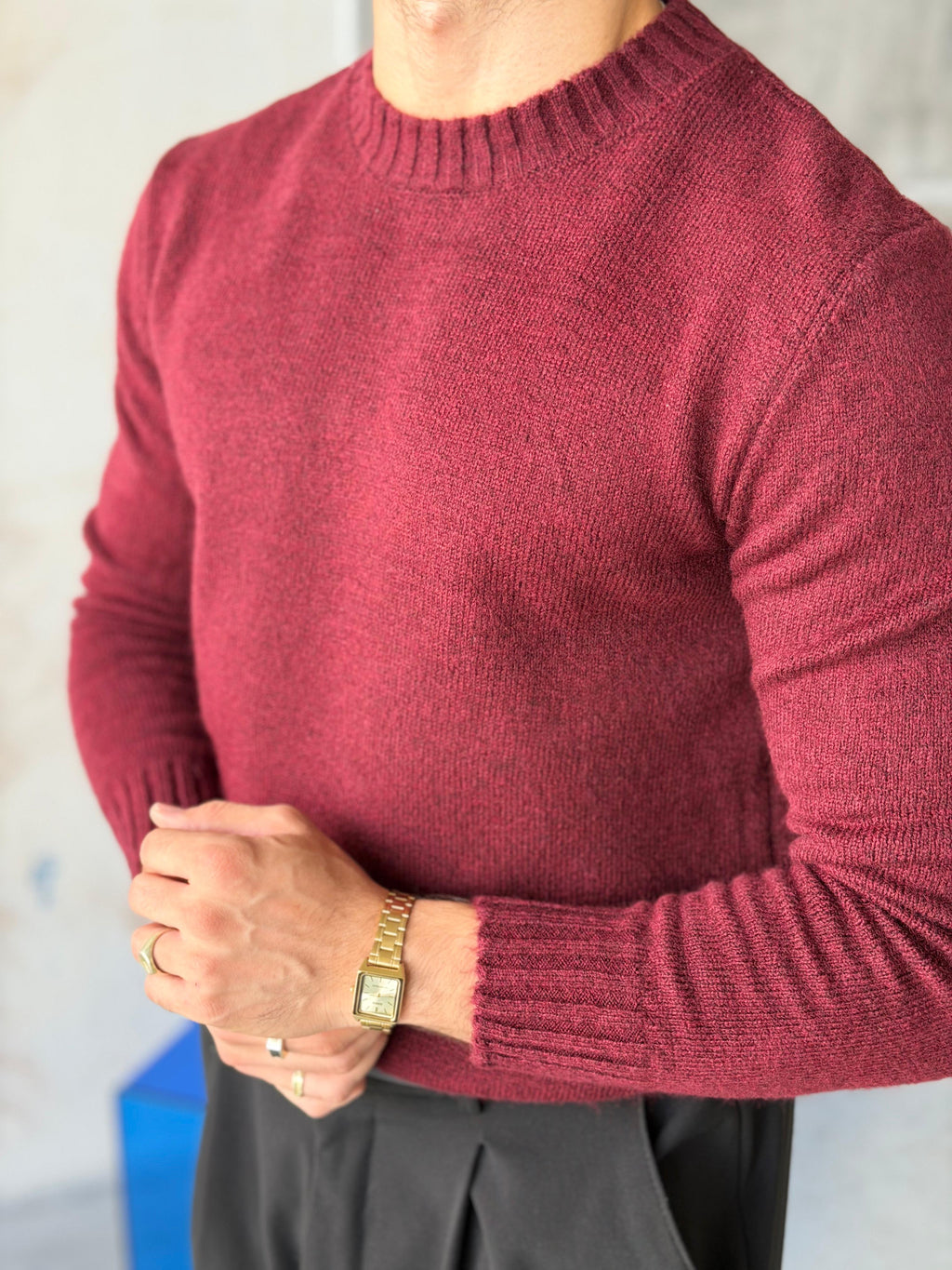 Soft Touch Crew Neck Knitwear - BORDO