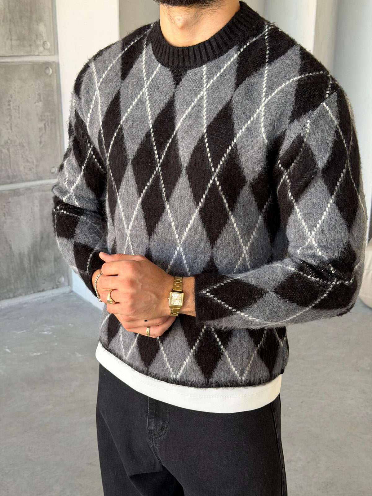 Baklava Knit – Black Gri