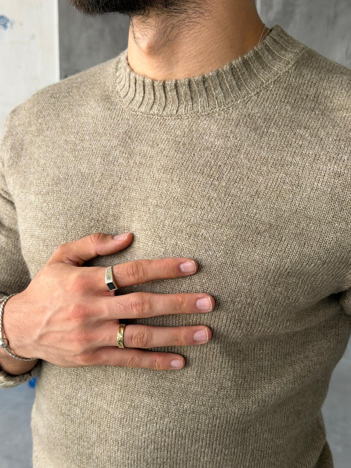 Soft Touch Crew Neck Knitwear - Brown