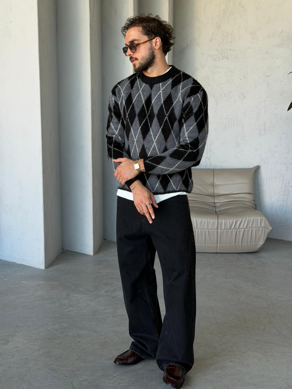 Baklava Knit – Black Gri