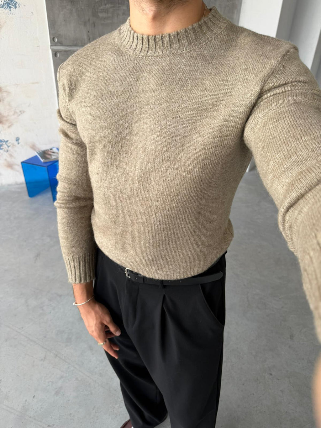 Soft Touch Crew Neck Knitwear - Brown