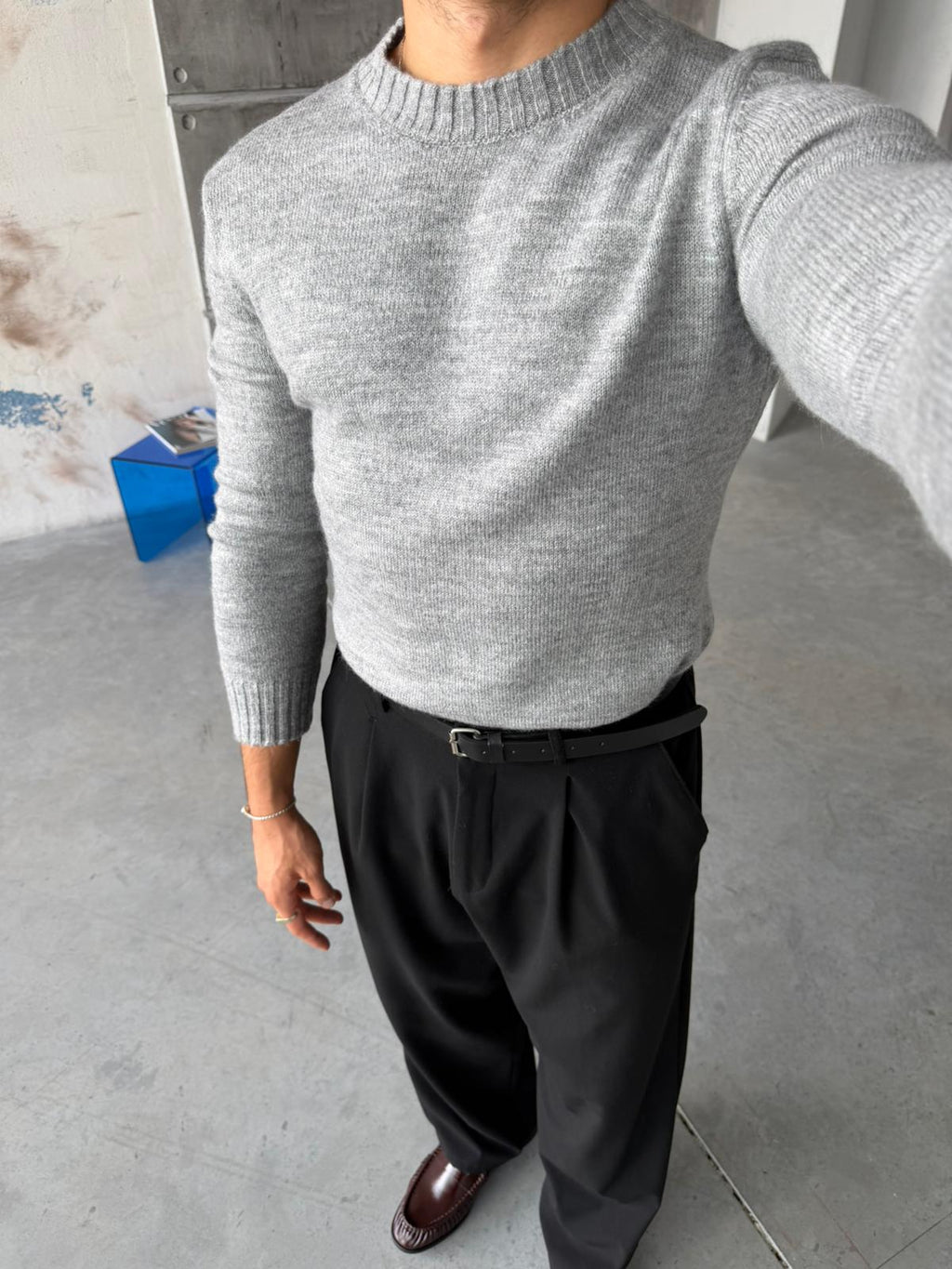 Soft Touch Crew Neck Knitwear - GRI