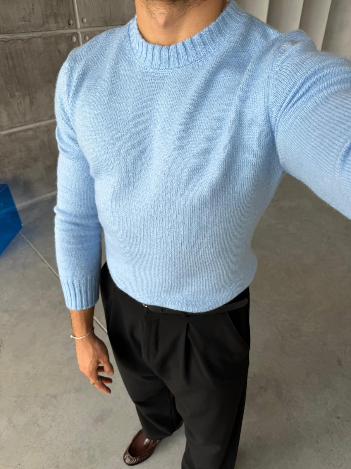 Soft Touch Crew Neck Knitwear - BABY BLUE