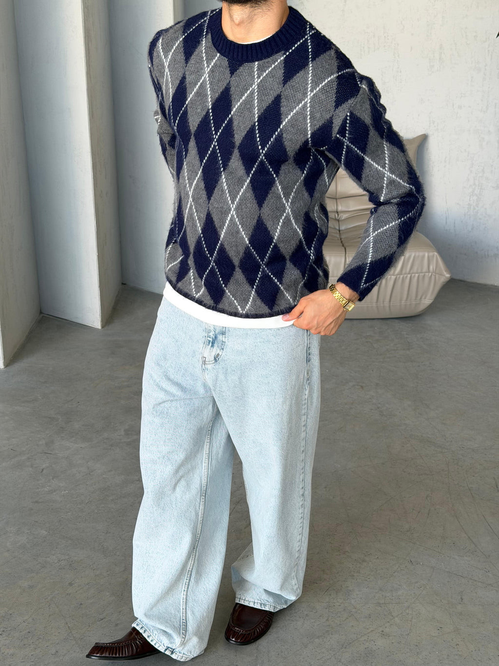 Baklava Knit – Blue Grey
