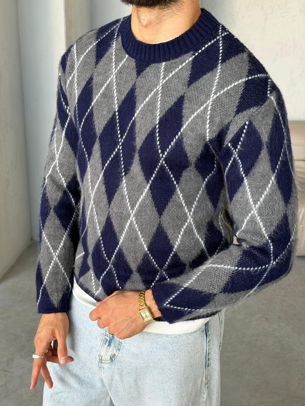 Baklava Knit – Blue Grey