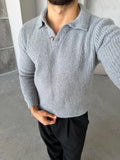 Premium Soft Touch Polo Knit Sweater - GRI