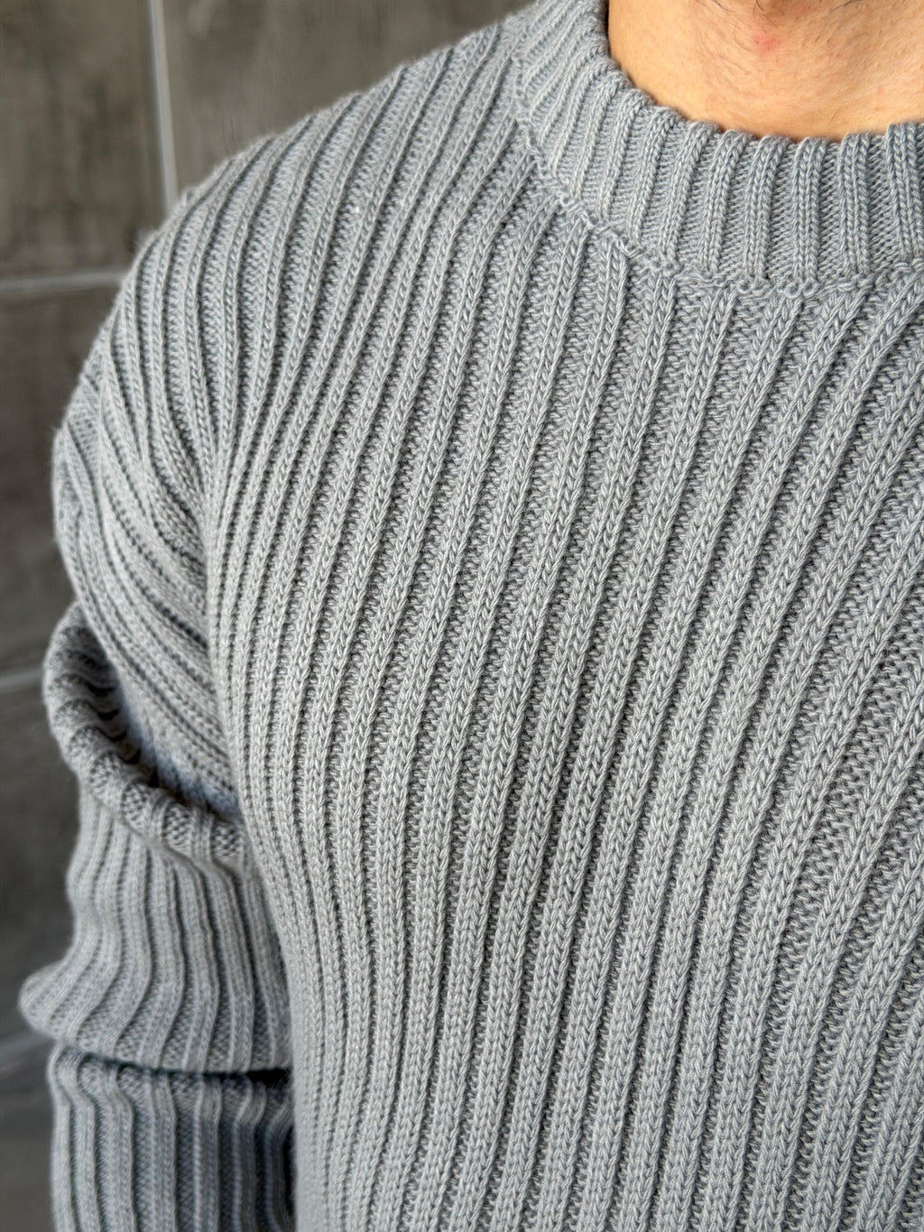 Ribbed Knit Basic Oversized Sweater - GRI