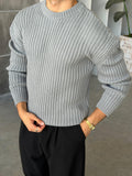 Ribbed Knit Basic Oversized Sweater - GRI