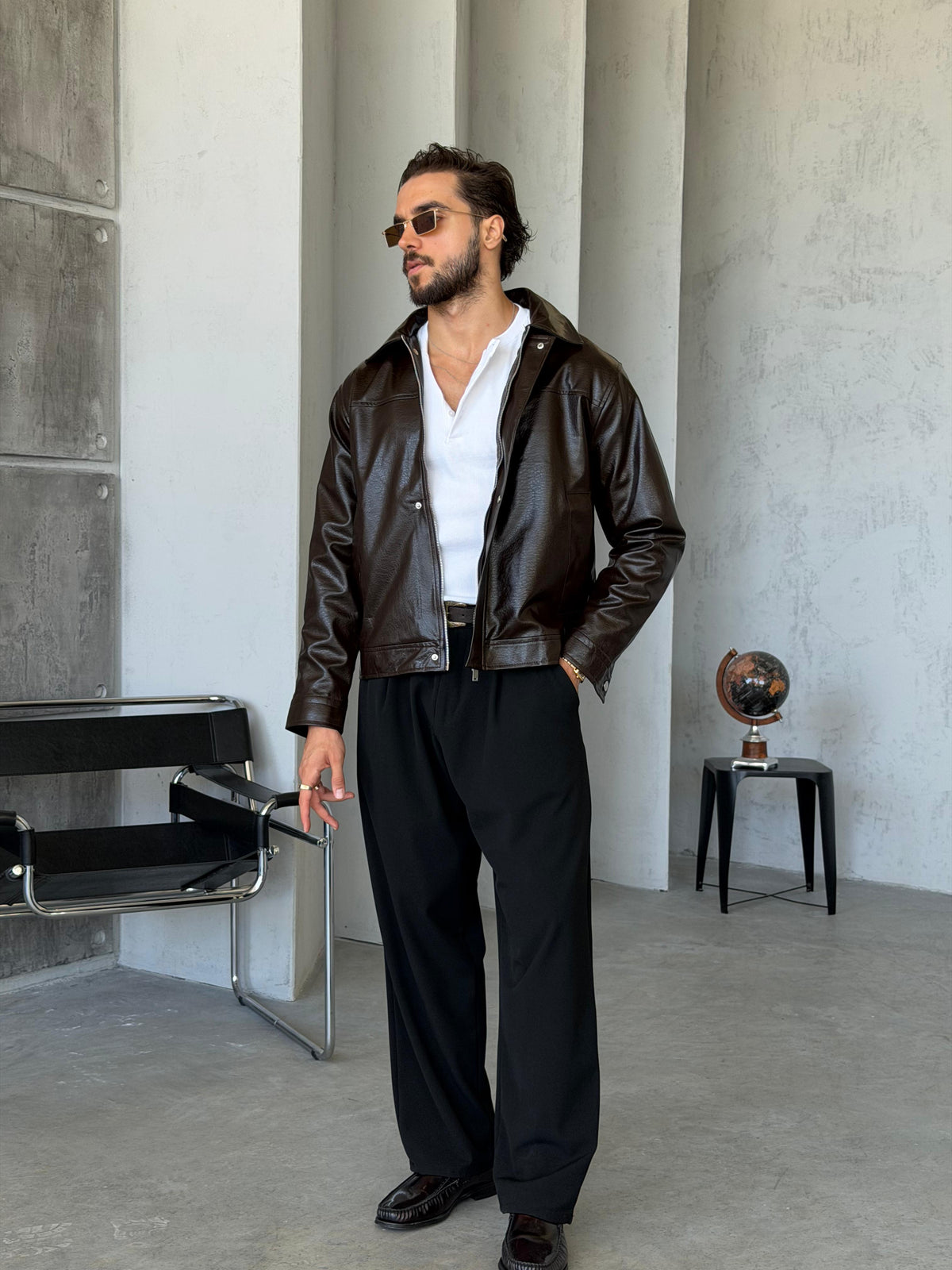 Old Money Leather Jacket – Dark Brown