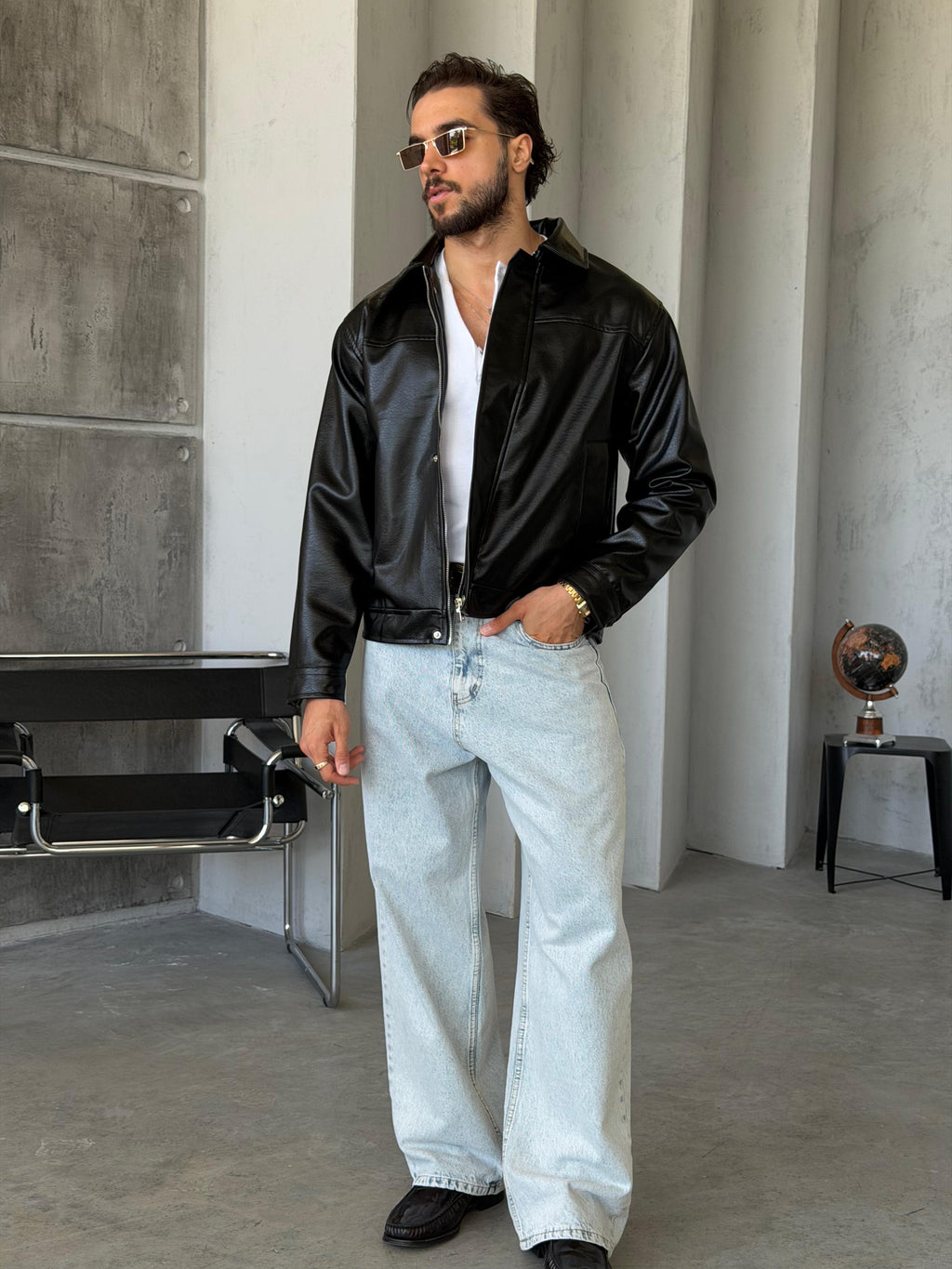 Old Money Leather Jacket – Black