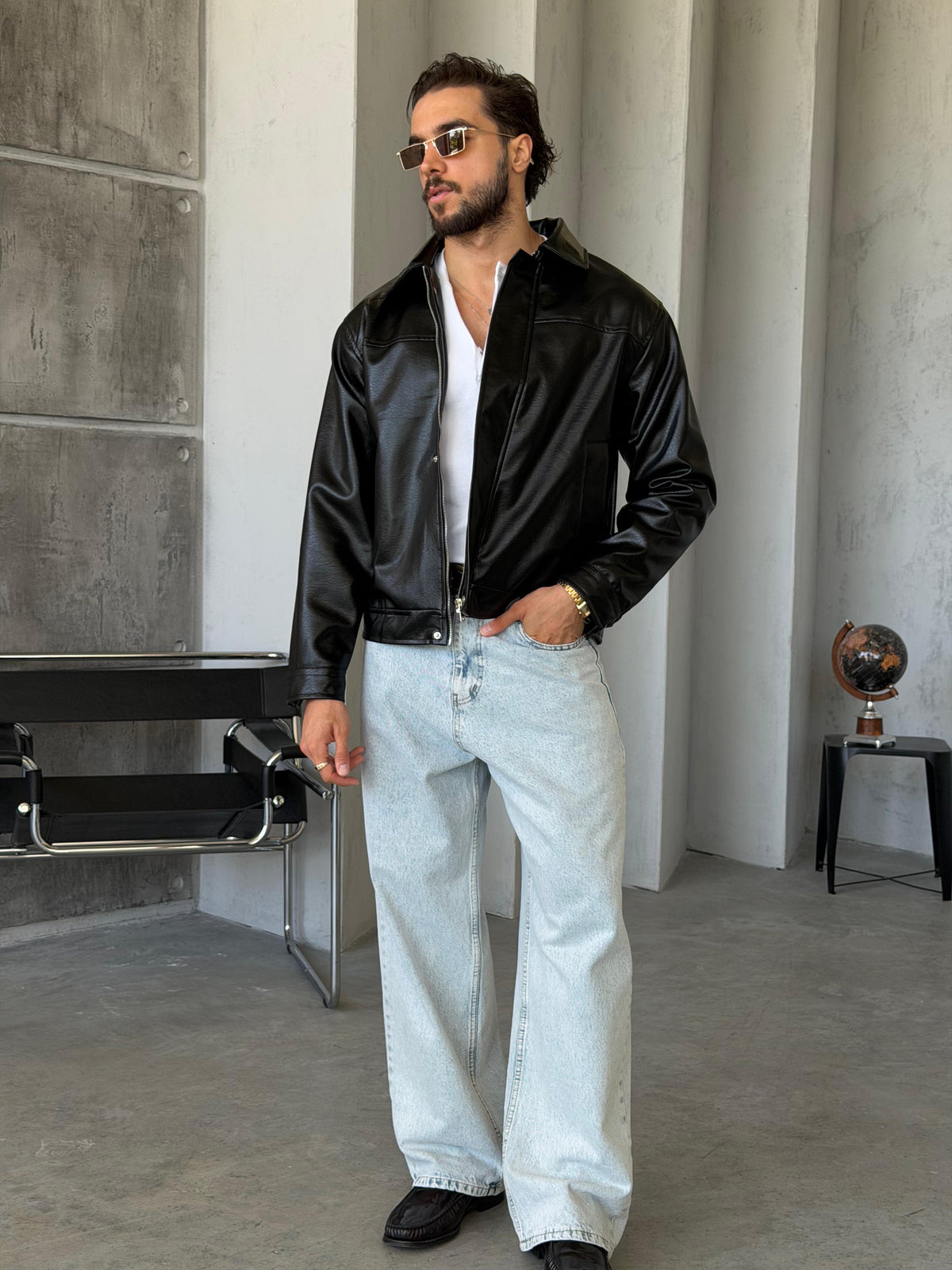 Old Money Leather Jacket – Black