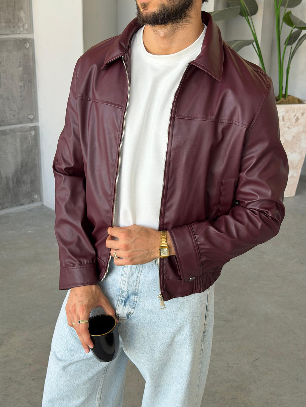 Soft Leather Jacket – Bordo