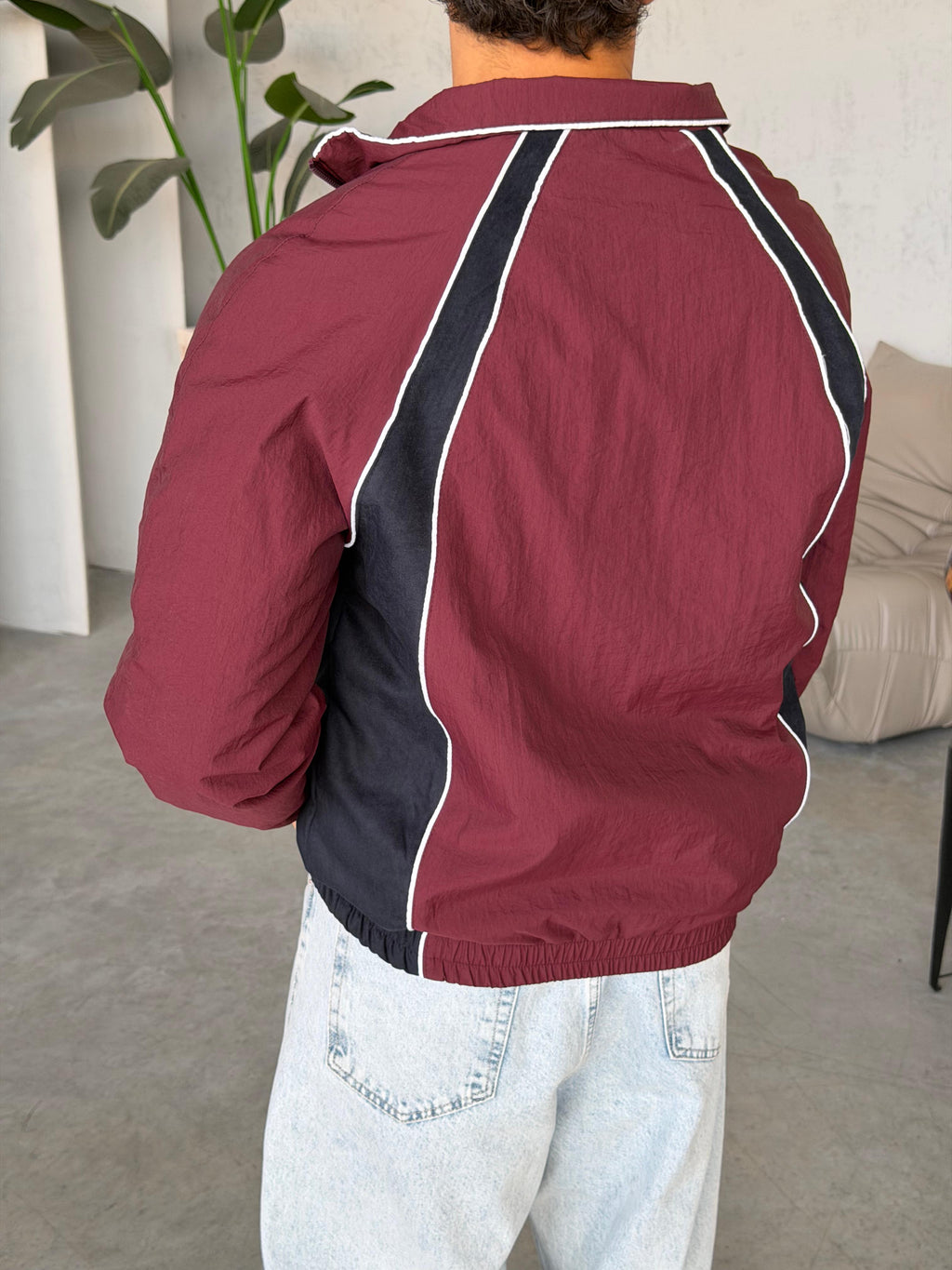 Monaco Stripe Zip Jacket – Bordo