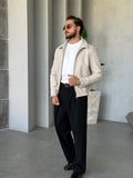 Suede Zip Jacket – Cream