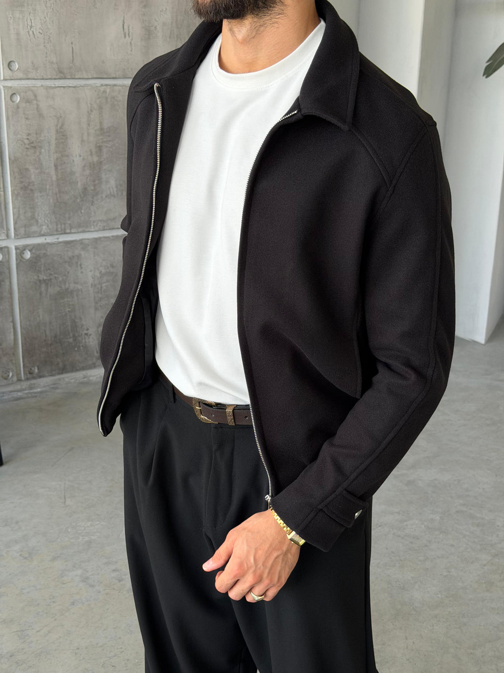 Suede Zip Jacket – Black