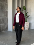 Suede Zip Jacket – Bordo