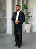 Suede Utility Jacket – Navy Blue