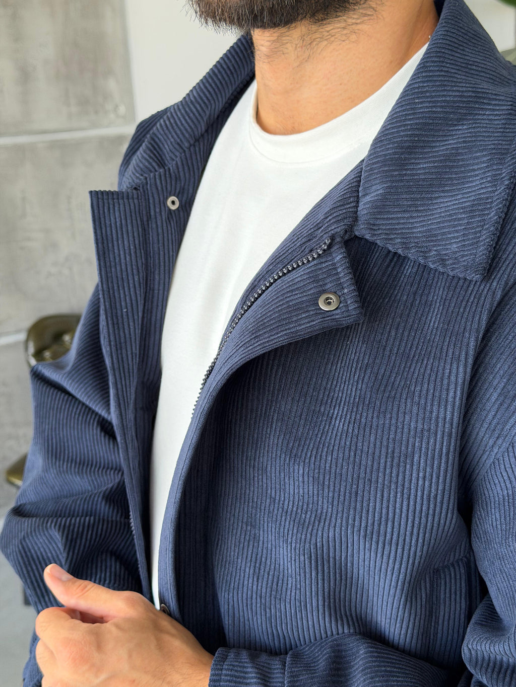 Corduroy Bomber Jacket – Navy Blue