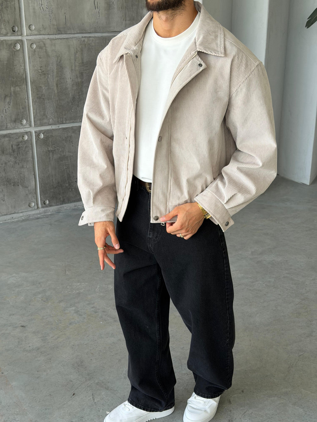 Corduroy Bomber Jacket – Cream