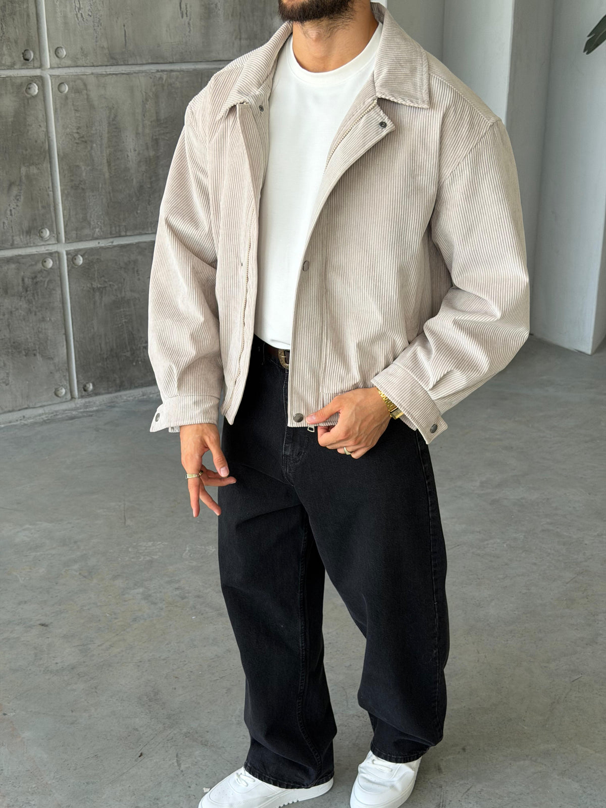 Corduroy Bomber Jacket – Cream