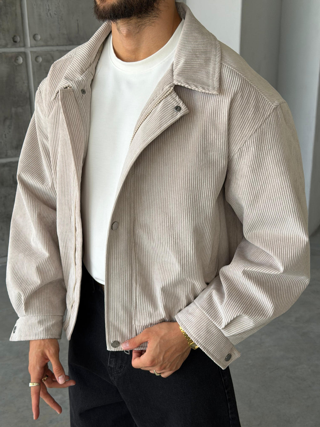 Corduroy Bomber Jacket – Cream
