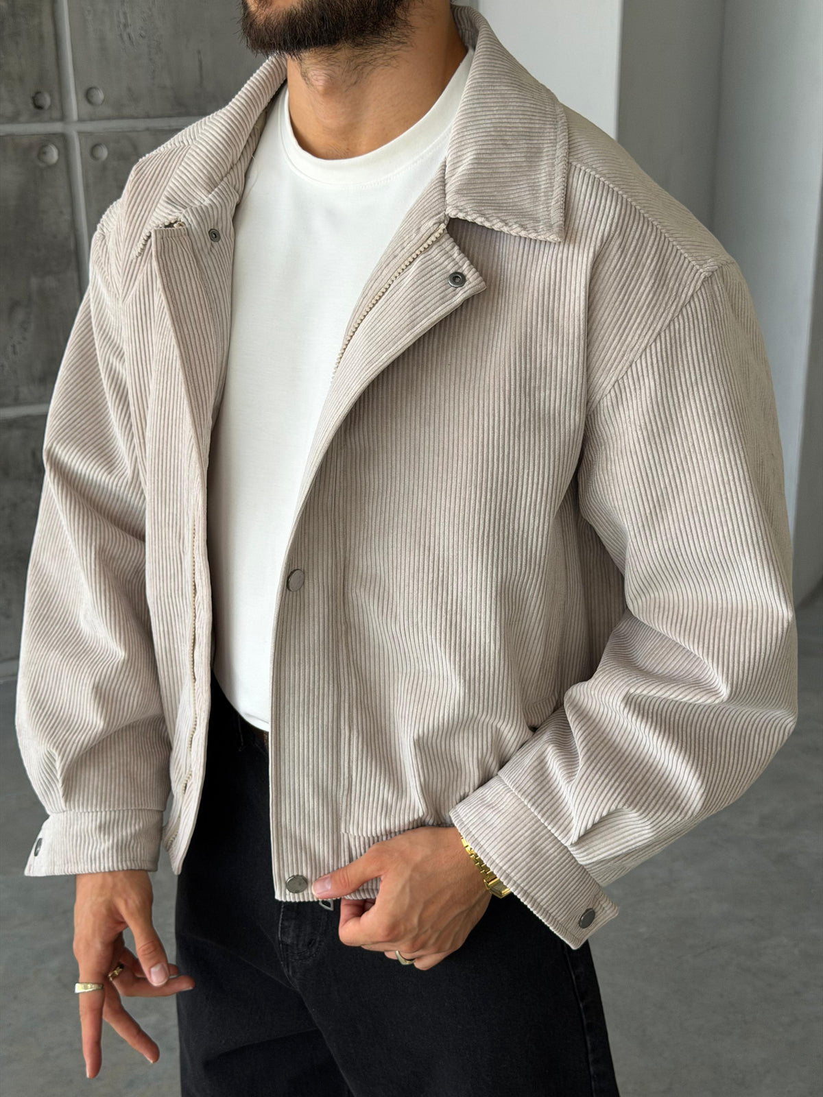 Corduroy Bomber Jacket – Cream