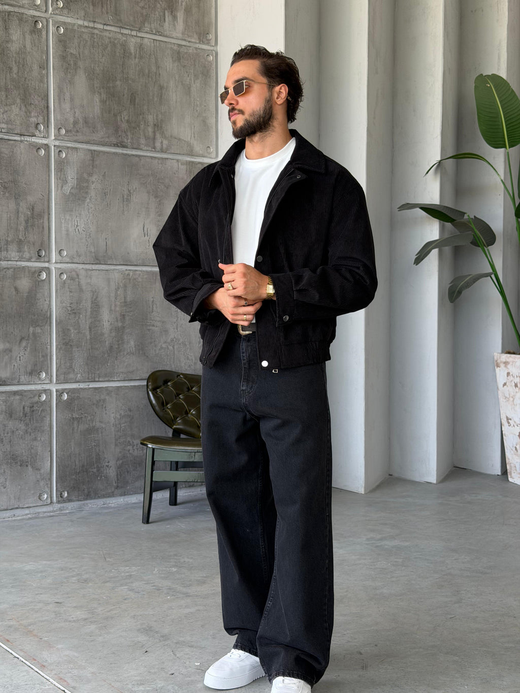 Corduroy Bomber Jacket – Black