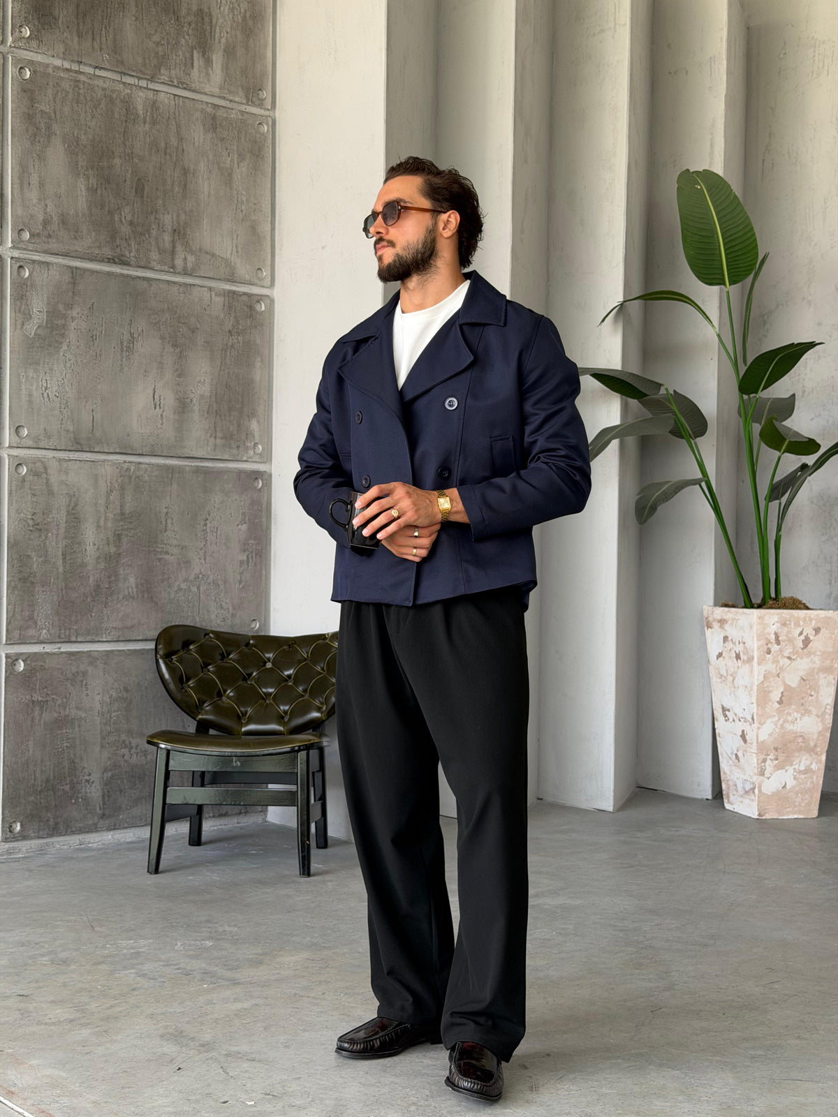 Modern Trench Jacket – Navy Blue