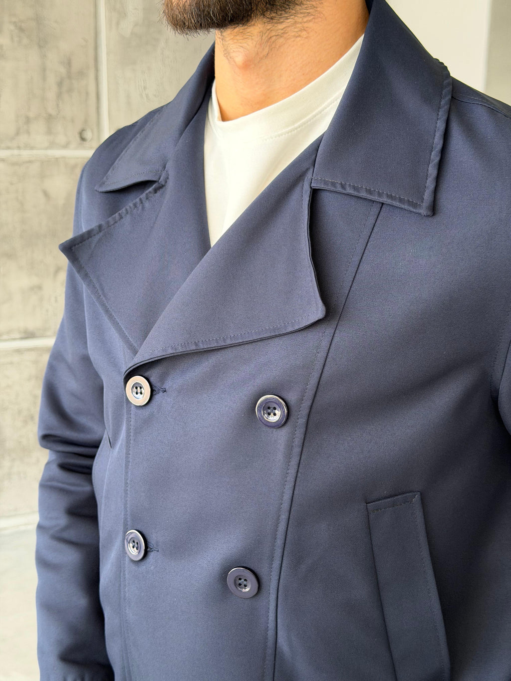 Modern Trench Jacket – Navy Blue