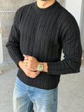 Ribbed Knit Sweater – Black