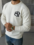 Soft Touch “EST” Oversized Knit Sweater - WHITE